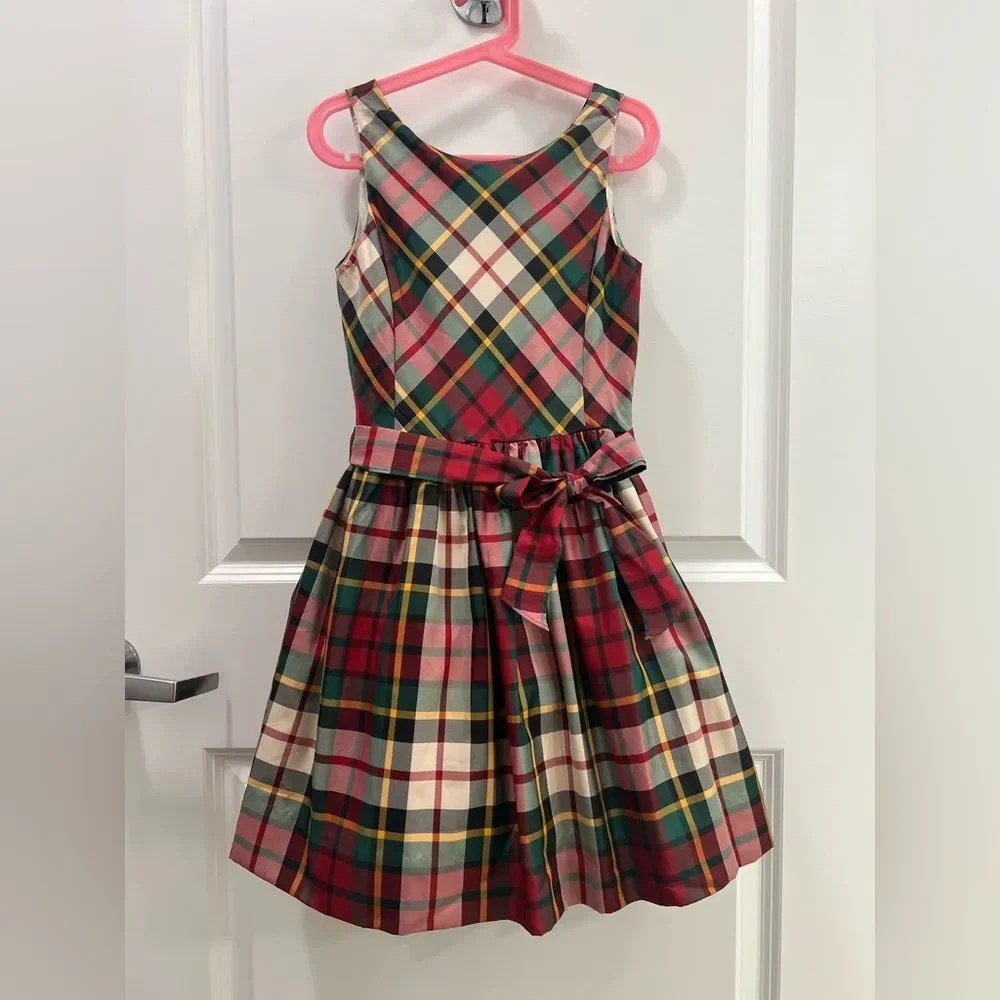 Polo Ralph Lauren Girls Plaid Taffeta Dress Size 8